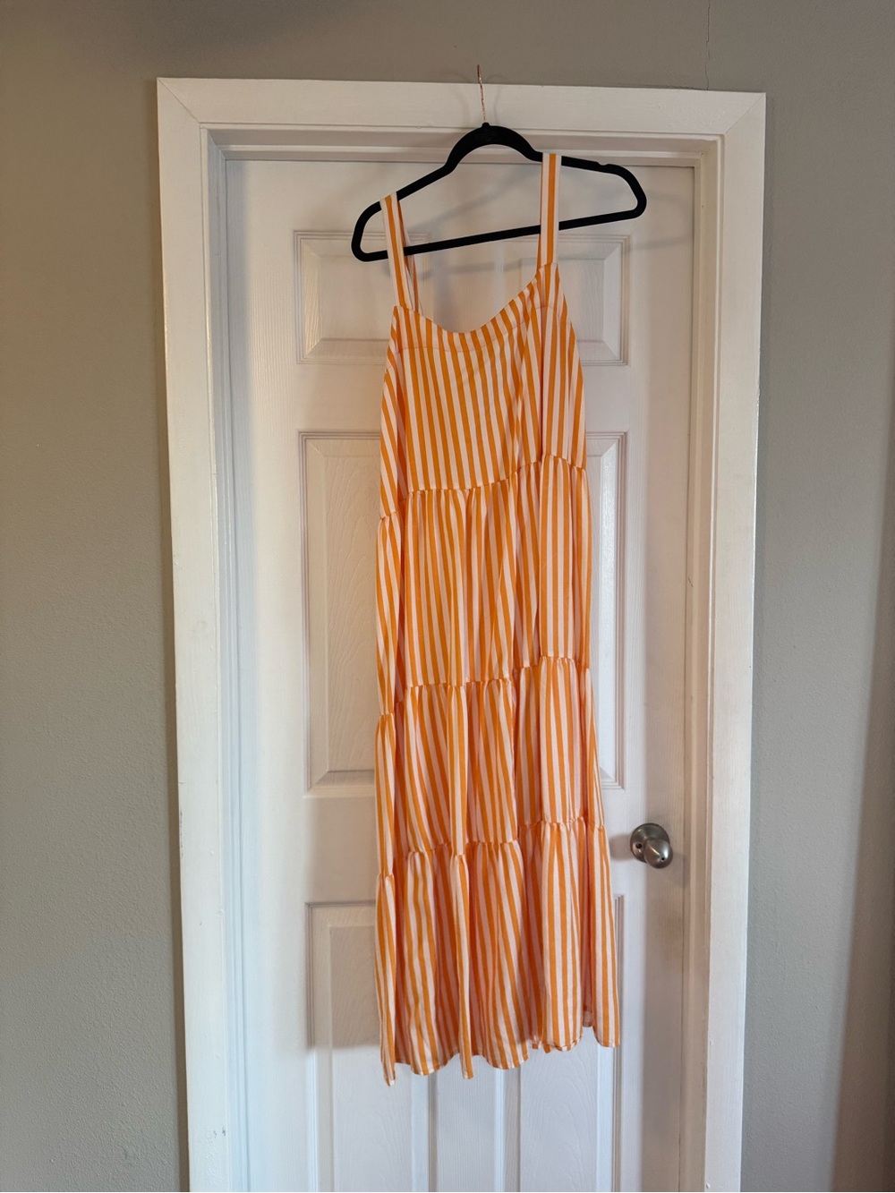 2x The Drop, Striped Orange and White Tiered Sundress
